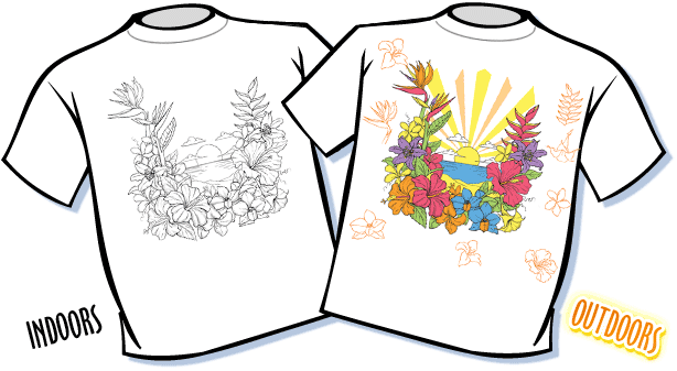 Tropical Flowers Color Changing T-Shirt - Youth